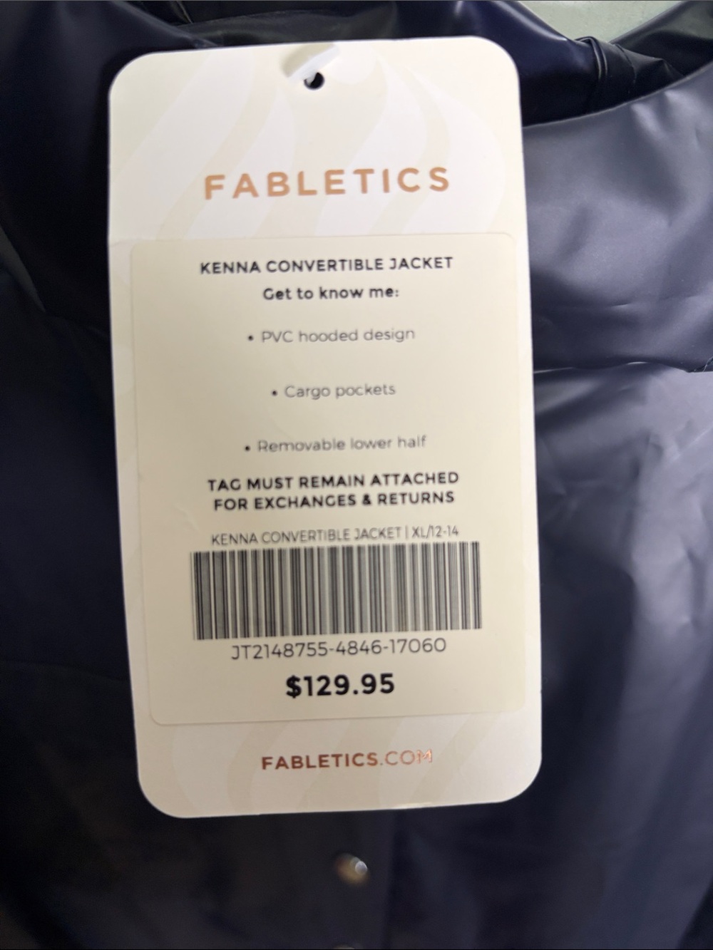 Fabletics Kenna Convertible PVC Trench Coat - Navy